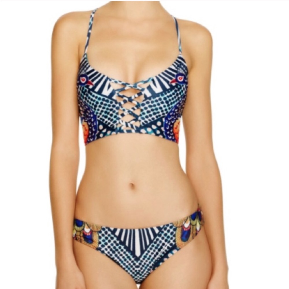 Mara hoffman bikini peacock sz l reversible top
